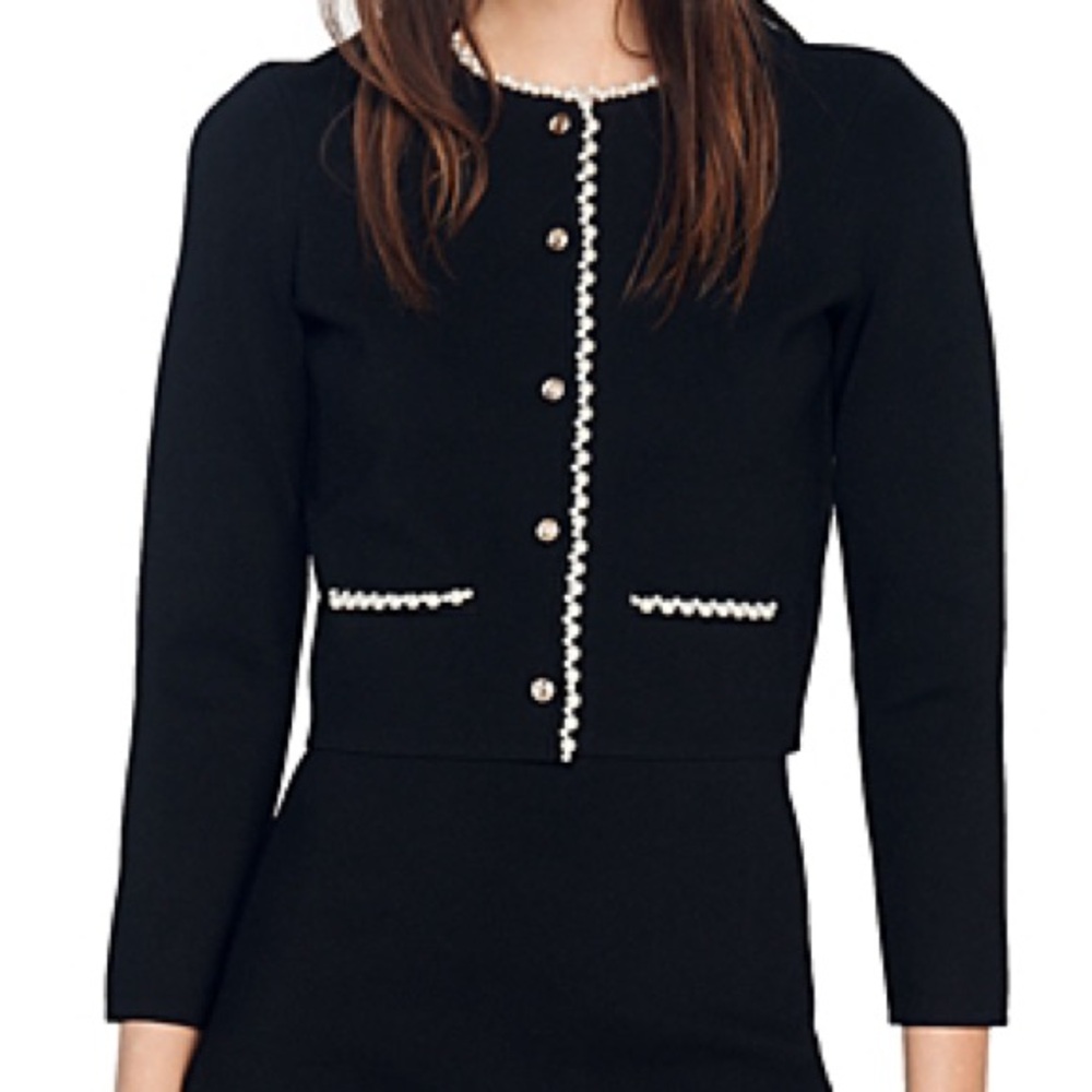 *SOLD* 
Sandro Black Faux Pearl Beaded Sorbonne Cardigan Size Small - Picture 12 of 12